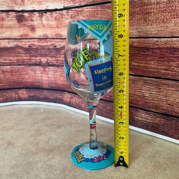 Lolita "TGIF" Thank God It's Friday Love My Wine Hand Painted Wine Goblet - Picture 8 of 8